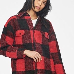 ANINE BING BOBBI FLANNEL JACKET - RED L NWOT